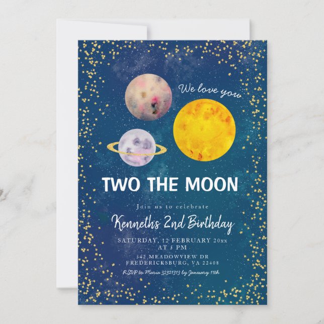 Planète Deux la Lune 2e Invitation d'anniversaire (Devant)