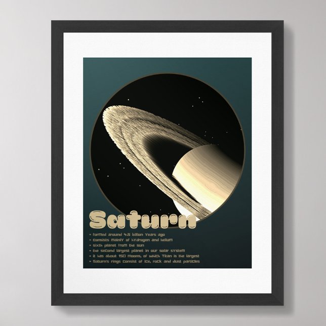 Planète Saturne avec anneaux et faits affiche pour (Créateur téléchargé)