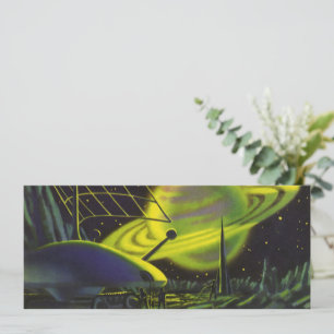 Planète verte néon vintage de science-fiction avec