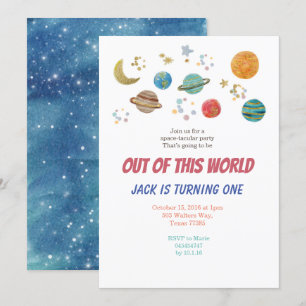 Planètes Aquarelle Invitation de la fête du jour