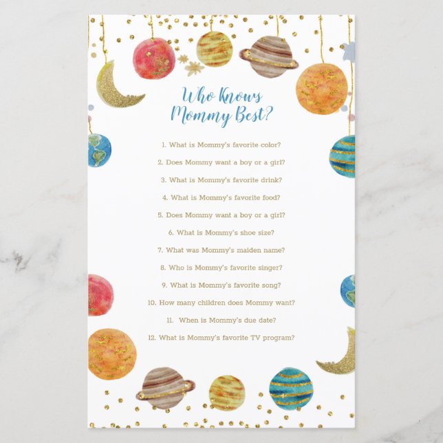 Planètes Baby shower Extérieur Qui Connaît Maman L (Devant)