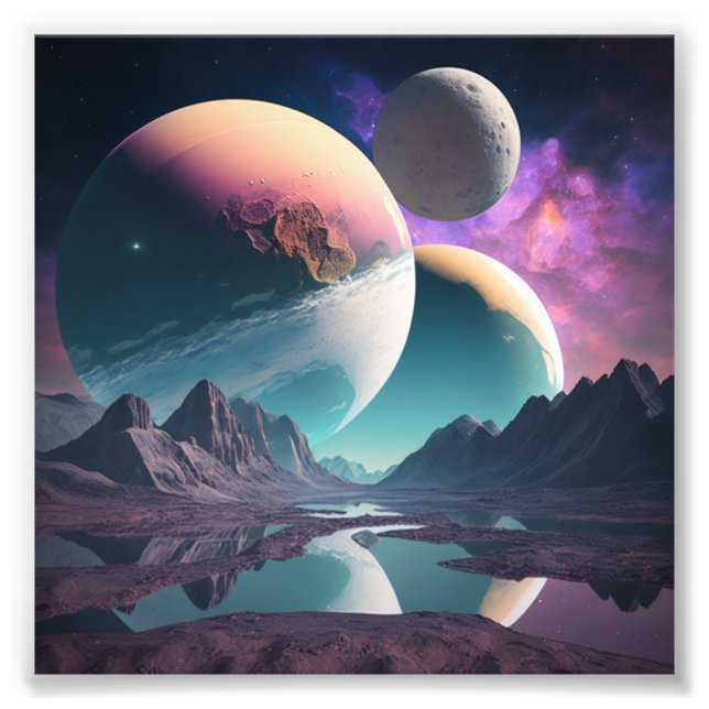 Planètes dans un espace inconnu impression photo (Devant)