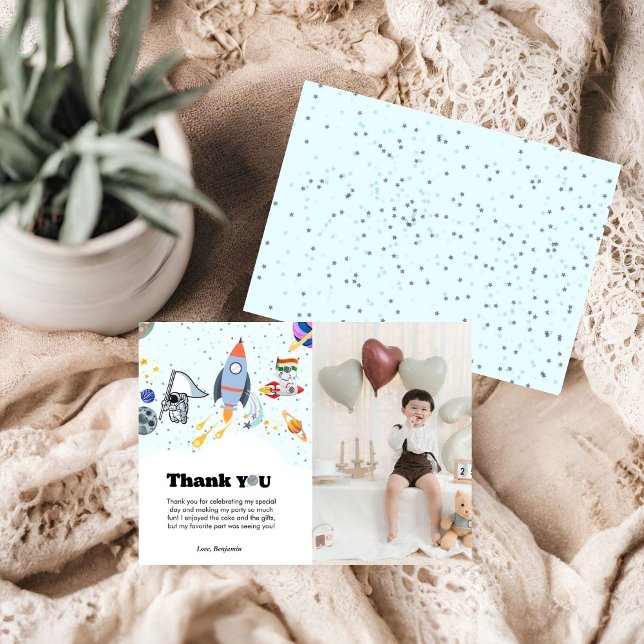 Planètes de fusées galaxie & carte de remerciement (Créateur téléchargé)