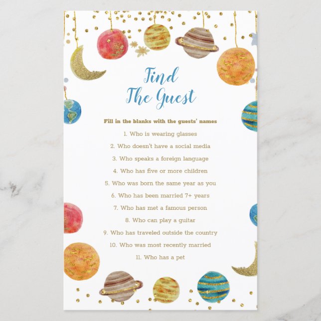 Planètes Espace extra-atmosphérique Baby shower Tr (Devant)