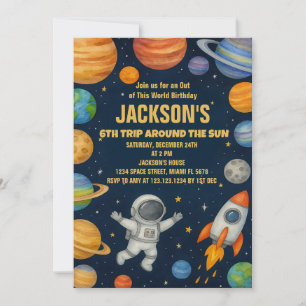 Planètes et roquettes Invitation d'anniversaire