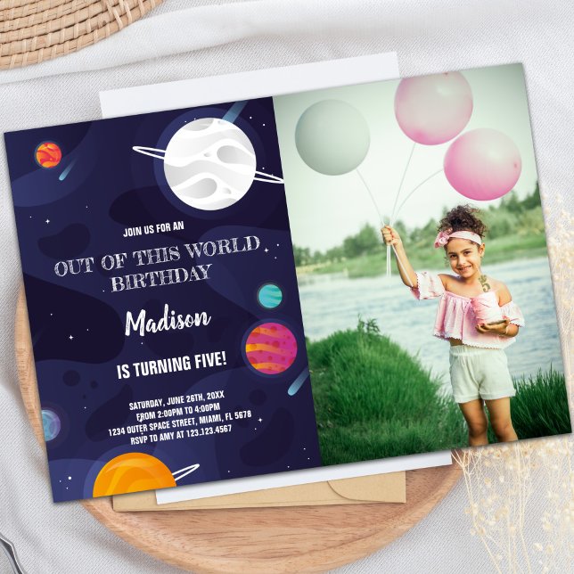 Planètes Invitations d'anniversaire avec photo (Planets Birthday Invitations with photo)