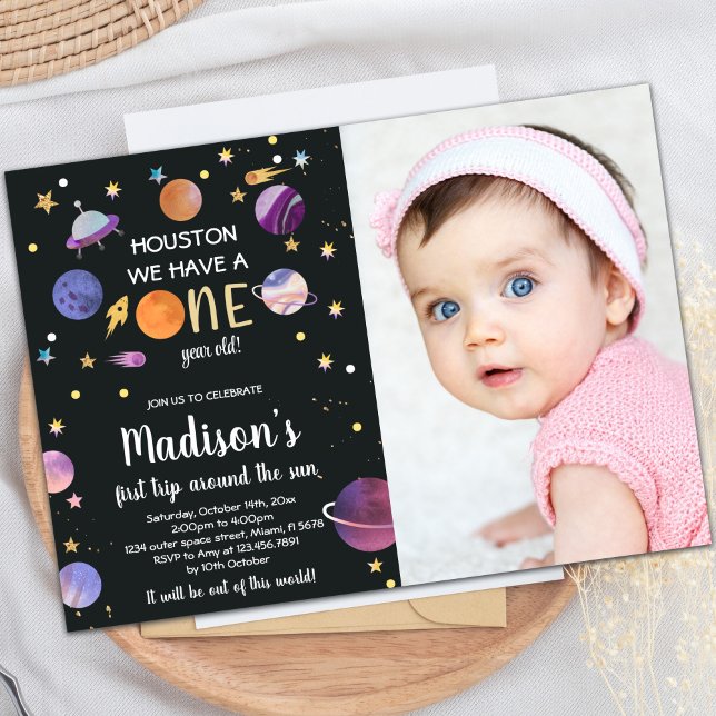 Planètes invitations d'anniversaire avec photo (Planets birthday invitations with photo)