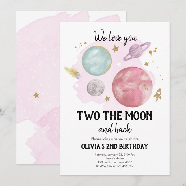 Planètes spatiales Extérieures Deuxième Invitation (Devant / Derrière)