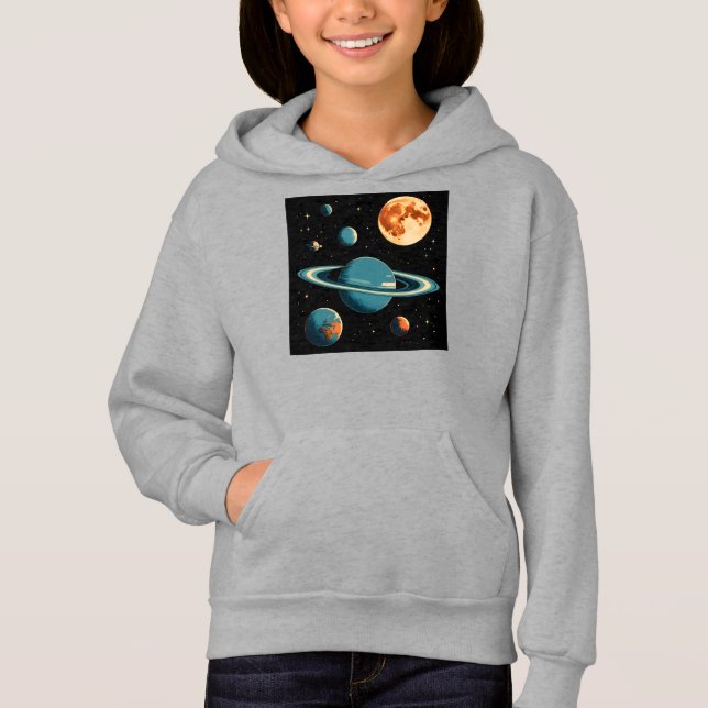 Planètes spatiales rétro et art mural de la lune - (Devant)