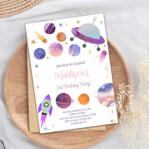 Planètes violettes Invitations d'anniversaire