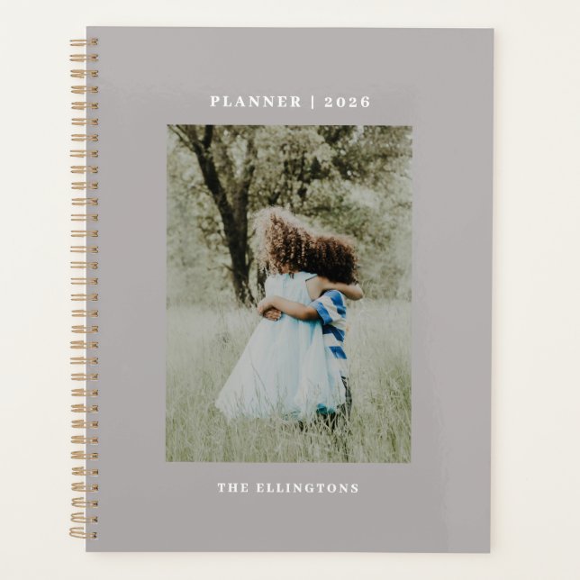 Planificateur 2022 Photo Monogramme Nom Moderne (Devant)