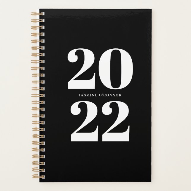 Planificateur 2022 Typographie Gras Noir et Blanc (Devant)