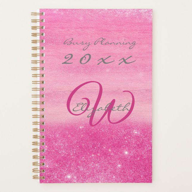 Planificateur 2023 Rose Ombré Brillance avec Monog (Devant)