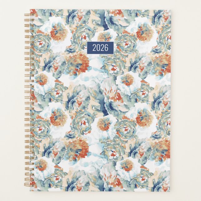 Planificateur 2026 Fleurs Abstraites Jolies (Devant)