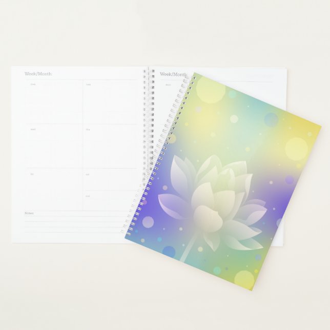 Planificateur à couverture rigide Lotus Glow (Devant avec enveloppe)