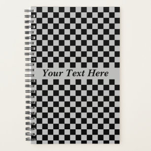 Planificateur À damiers gris noir avec texte perso