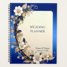 Planificateur à embellissement floral bleu blanc
