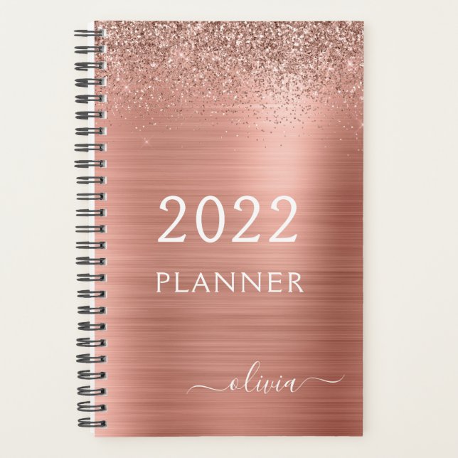 Planificateur à monogramme avec strass rose gold 2 (Devant)