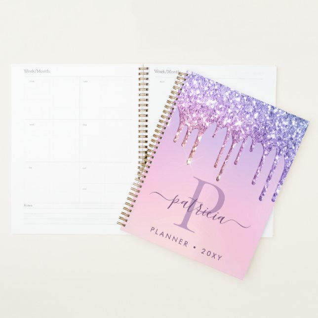 Planificateur à monogramme élégant avec gouttes de (Devant avec enveloppe)