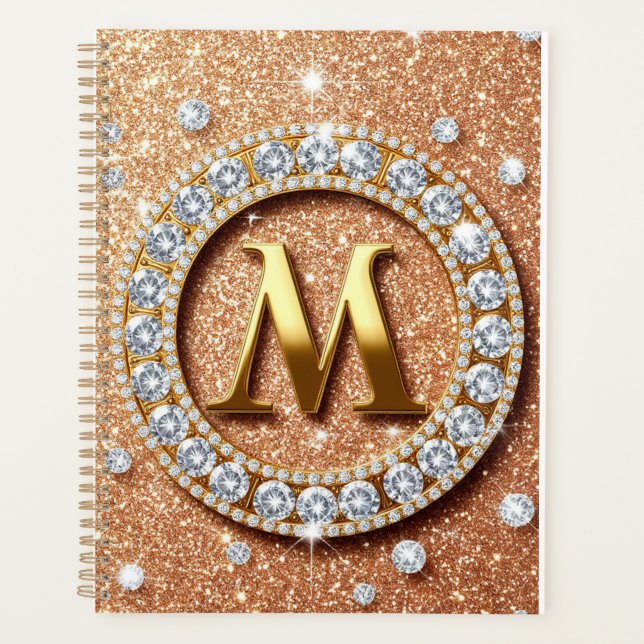 ✨ Planificateur à monogramme M or rose, conception (Devant)