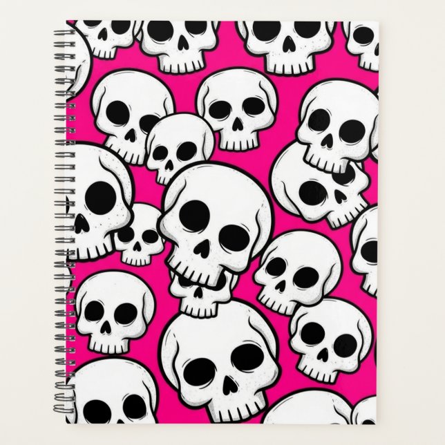 Planificateur à motif de crâne rose (Devant)