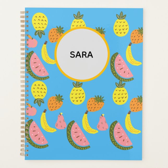Planificateur à motif de fruits d'été vibrants (Devant)