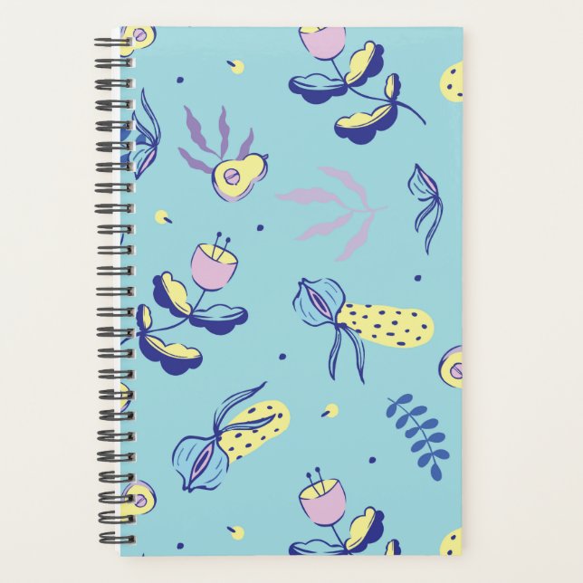 Planificateur à motif floral Aqua (Devant)