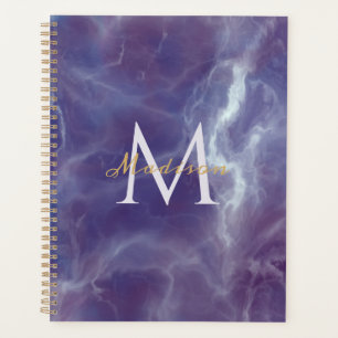 Planificateur à nom monogramme personnalisé en mar