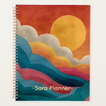 Planificateur Abstrait Coucher de Soleil Rétro | N