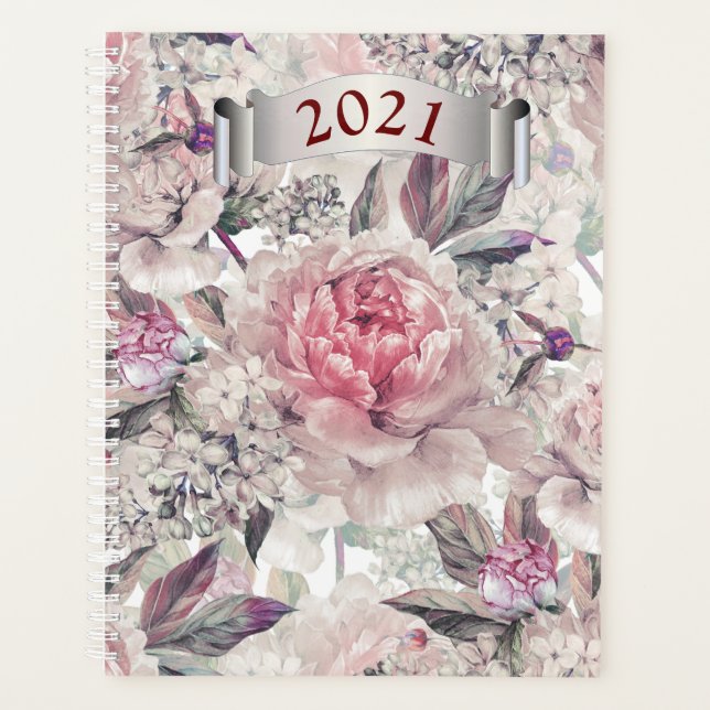 Planificateur annuel 2021 en roses (Devant)