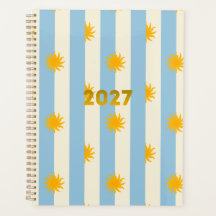 Planificateur annuel 2027 à rayures bleues et sole