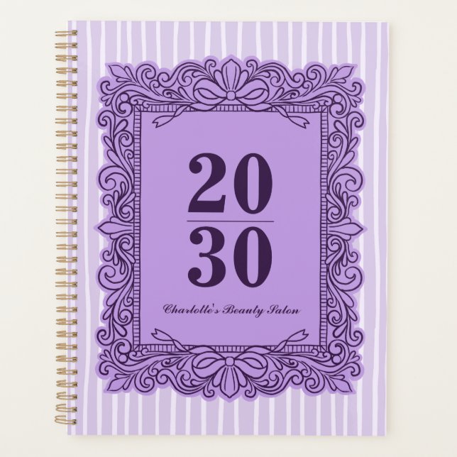 Planificateur annuel à cadre orné violet (Devant)