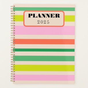 Planificateur annuel à rayures rétro vintage