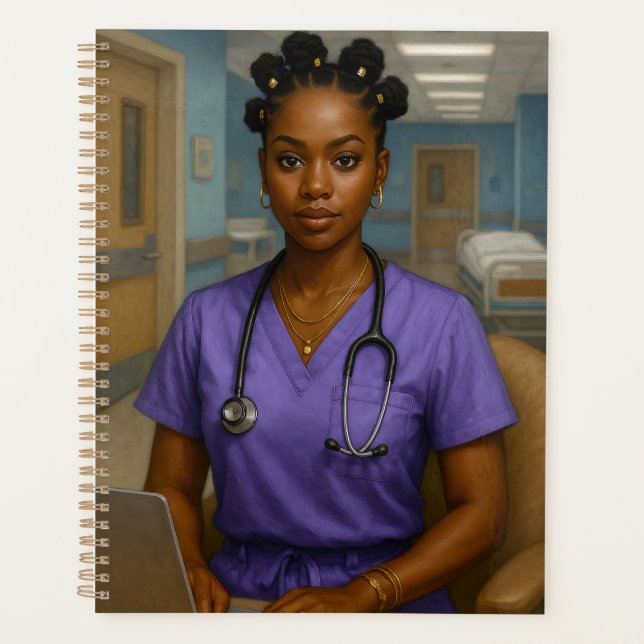 Planificateur annuel d'infirmière noire (Devant)