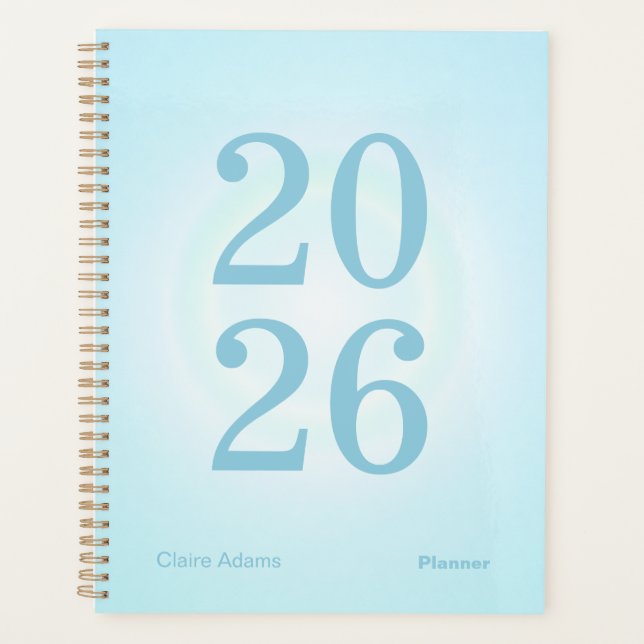 Planificateur annuel grand format Aura Bleu Cyan (Devant)