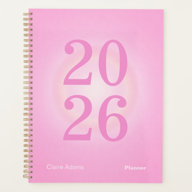 Planificateur annuel grand format Aura rose chaud (Devant)