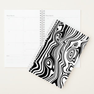 Planificateur avec bandes ondulées noires et blanc