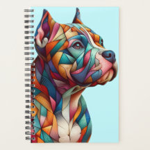 Planificateur avec cubiste multicolore Pitbull Ter