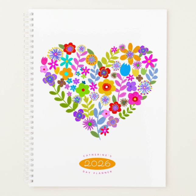 Planificateur Boho Wildflower Heart 2026 (Devant)