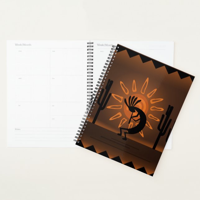 Planificateur Brown Rutique Sud-Ouest Kokopelli (Devant avec enveloppe)