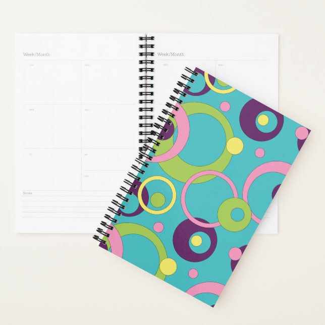 Planificateur Cercles Bleus Funky (Devant avec enveloppe)