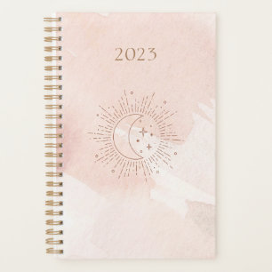 Planificateur Cosmos 2023   Lune rose pâle et étoi
