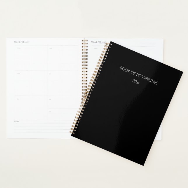 Planificateur d'année minimaliste noir blanc perso (Devant avec enveloppe)