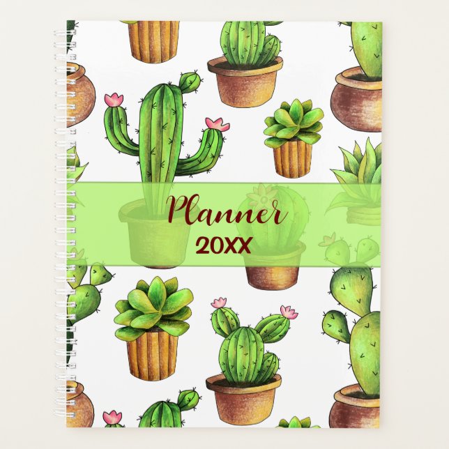 Planificateur d'aquarelle Cute Cactus (Devant)