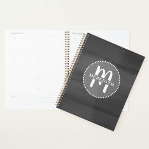 Planificateur d'aquarelle gris monogramme