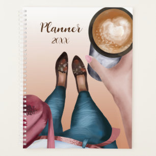 Planificateur d'aquarelle pour fille de café