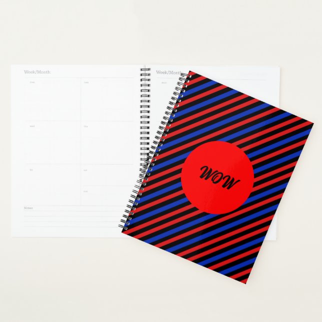 Planificateur de bandes rouge, noir et bleu (Devant avec enveloppe)