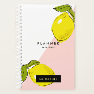 Planificateur de blocs de citron et de rose modern