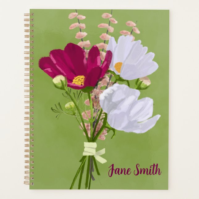 Planificateur de bouquet de cosmos rose et blanc (Devant)