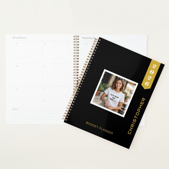 Planificateur de budget élégant avec photo et text (Devant avec enveloppe)